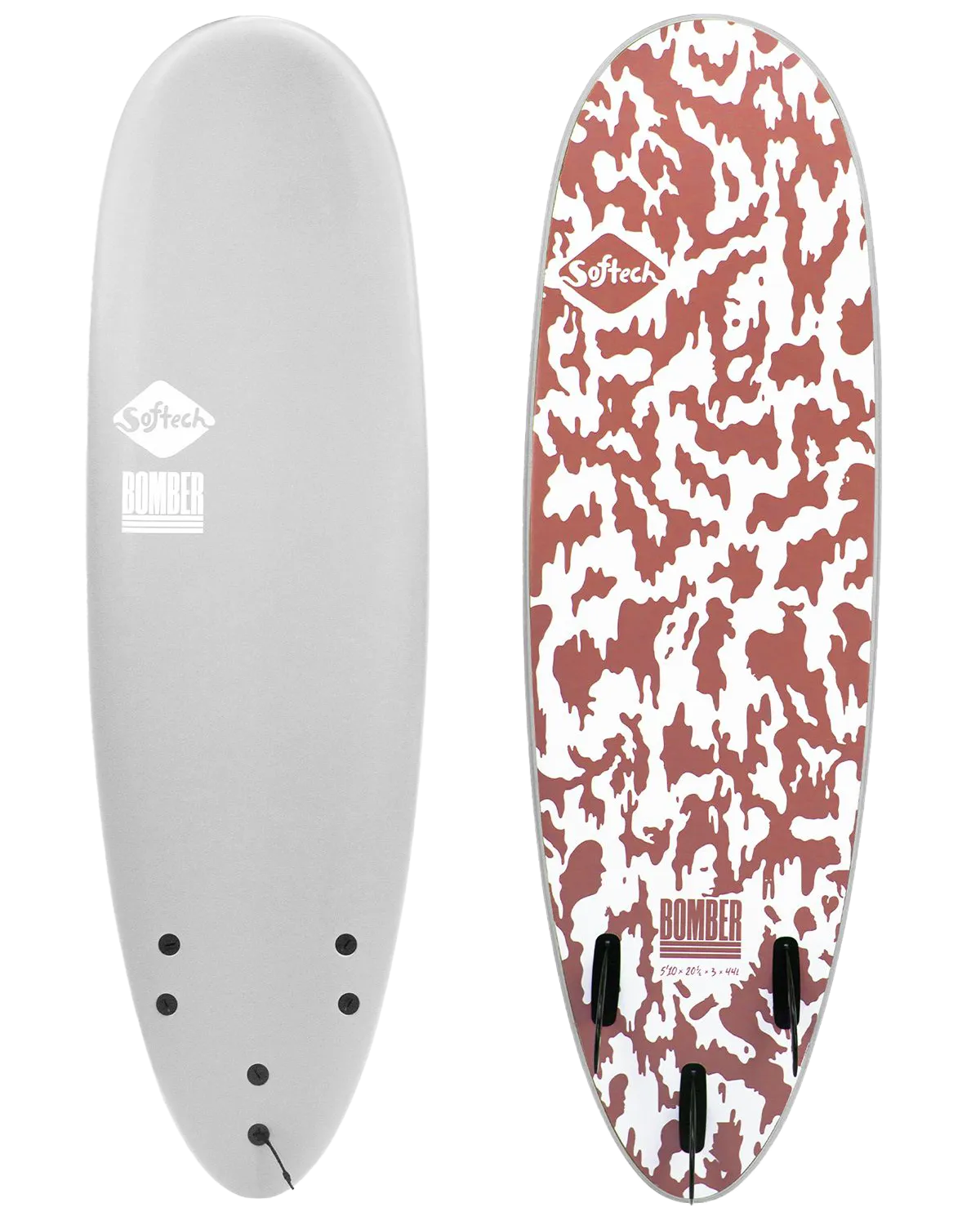 Bomber 6'10" Softboard in Grey & Dusty Red