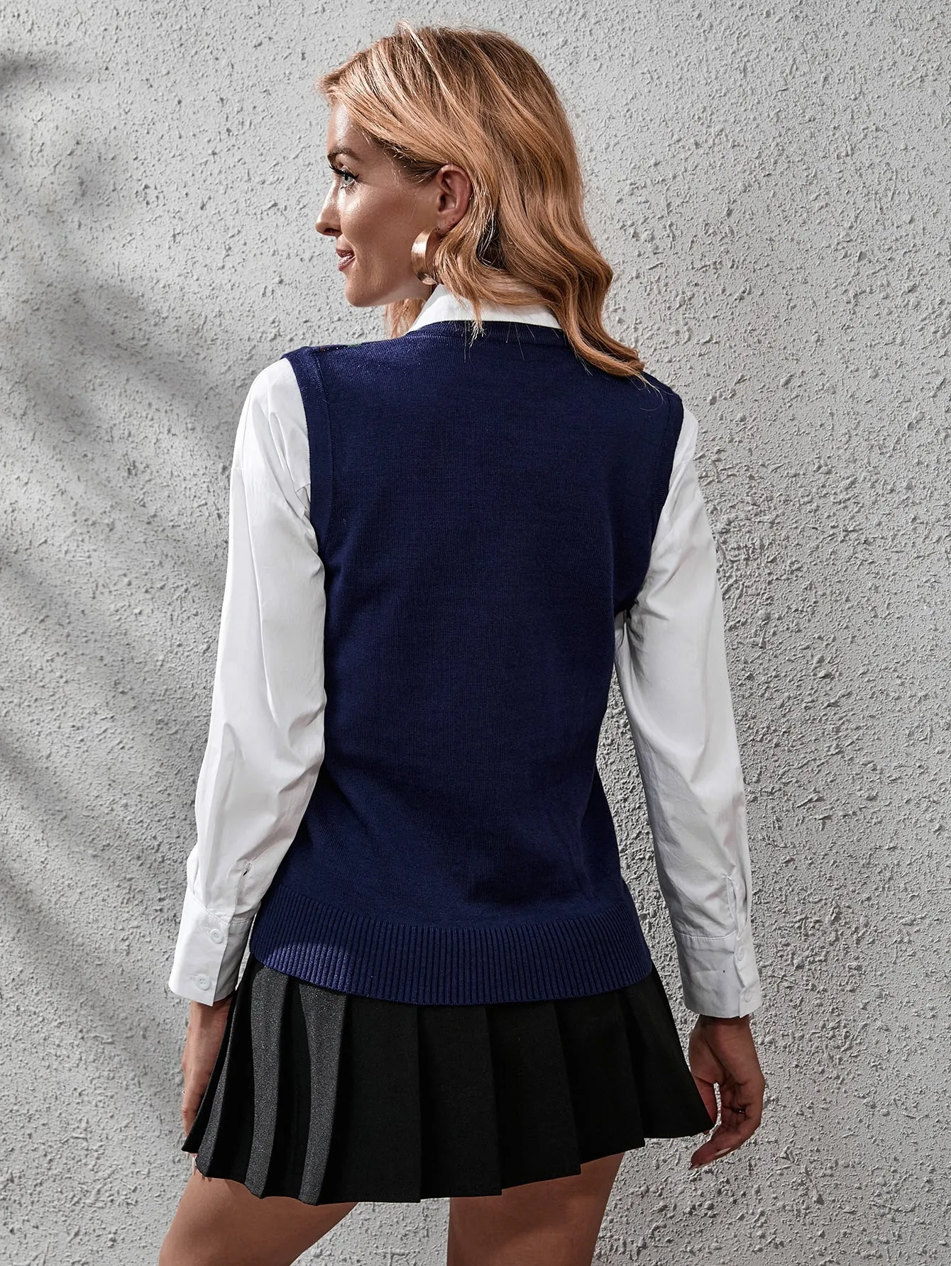 Casual Geometric Sleeveless V Neck Regular Women Knit Top