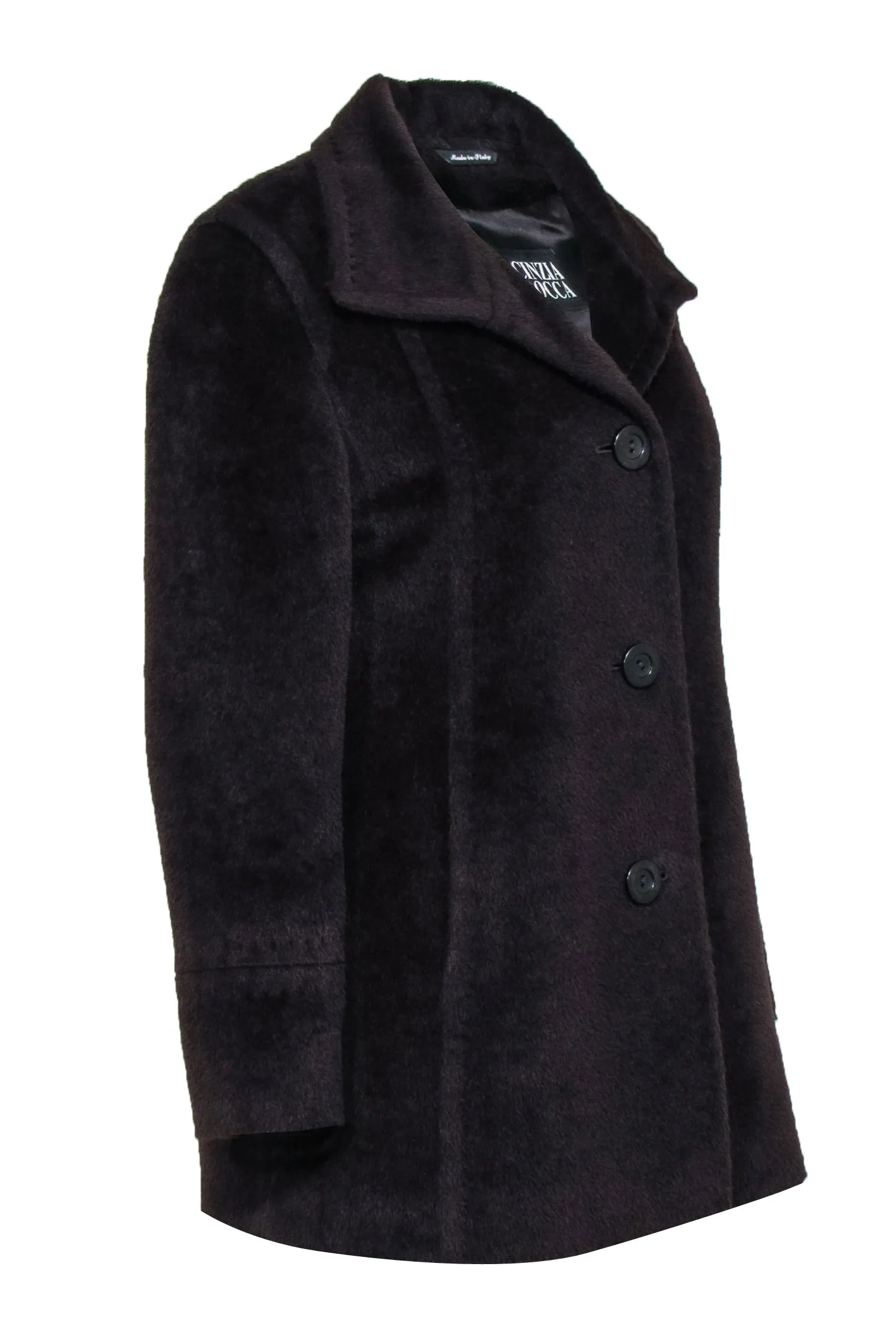 Cinzia Rocca - Brown Wool Blend Fur Coat Sz 6