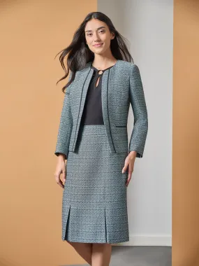Collarless Open Front Jacket, Tweed