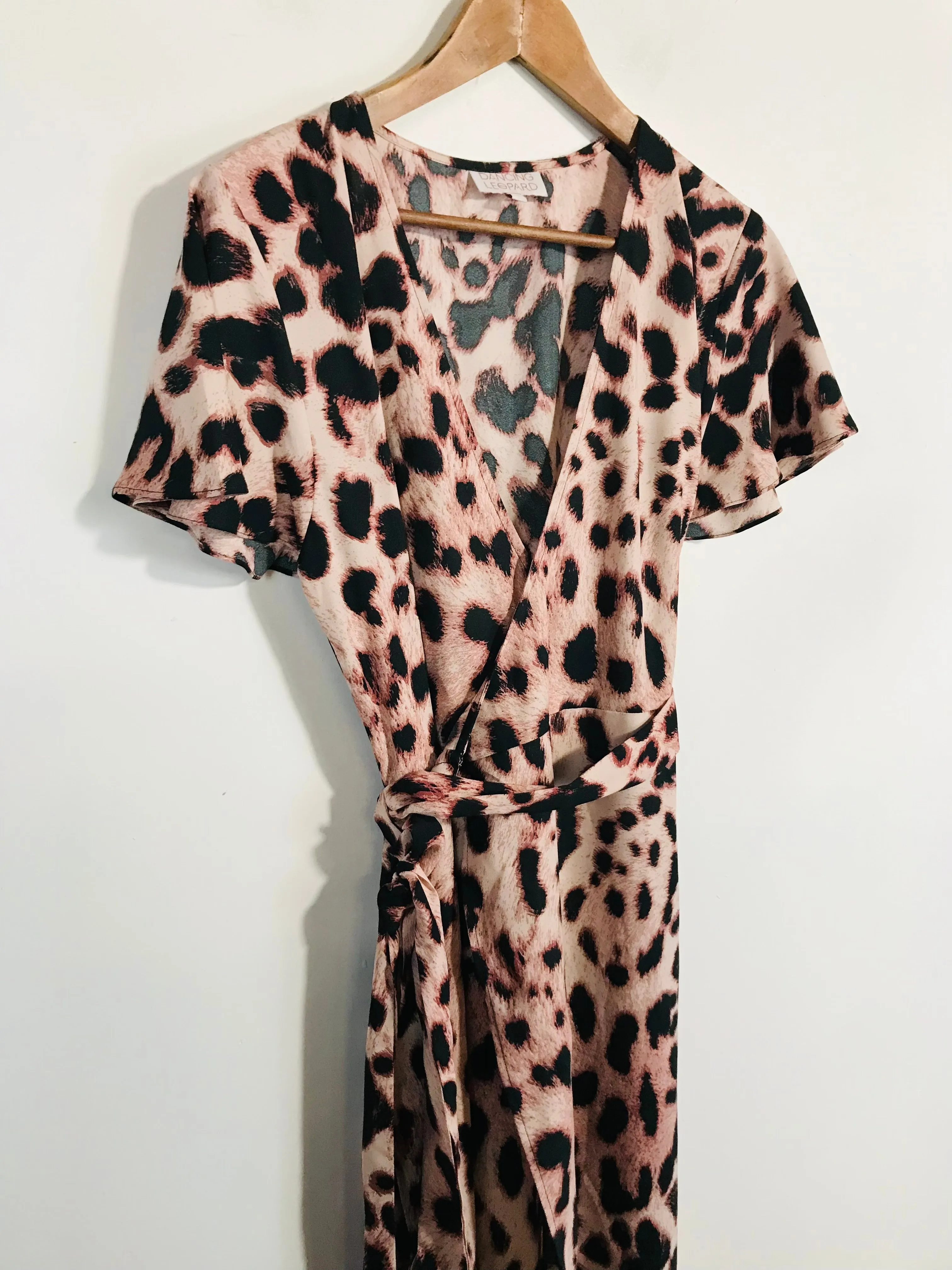 Dancing Leopard Women's Leopard Print Wrap Dress | UK12 | Pink