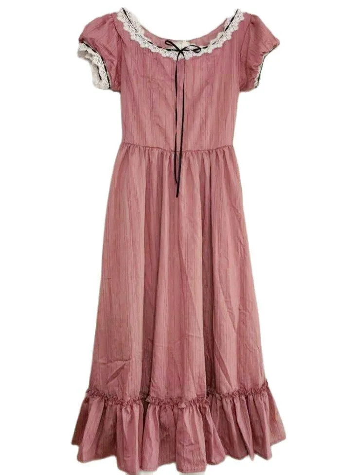 Elsie Vintage Elegant Slim European Dress Retro Lace Sexy Slash Neck Casual Everyday Midi Dress