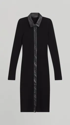 FRONT BUTTON RIB KNIT DRESS