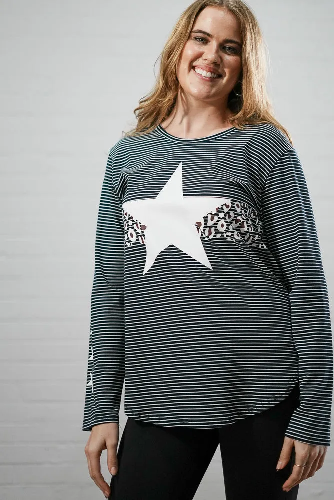 Long sleeve striped star top | PATTERN TOP