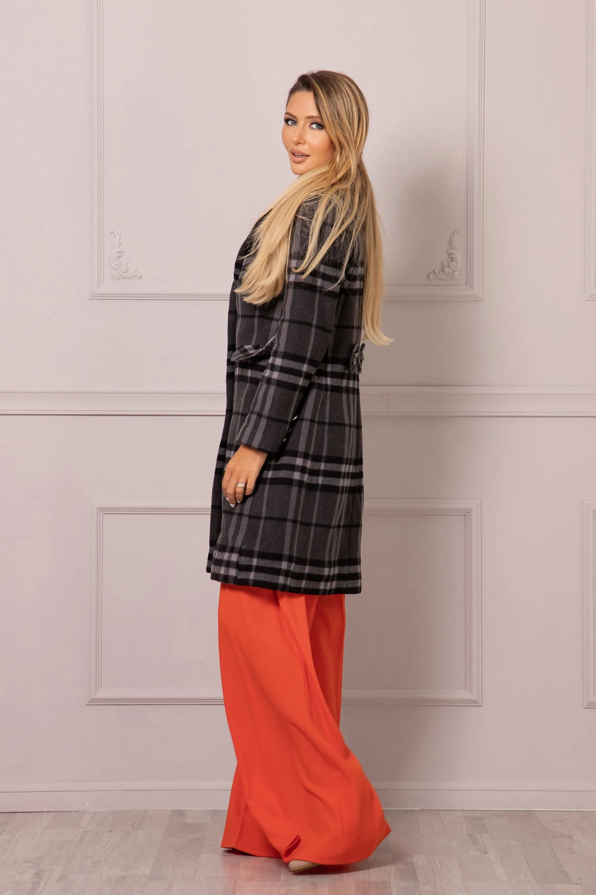 PLAID WOOL COAT