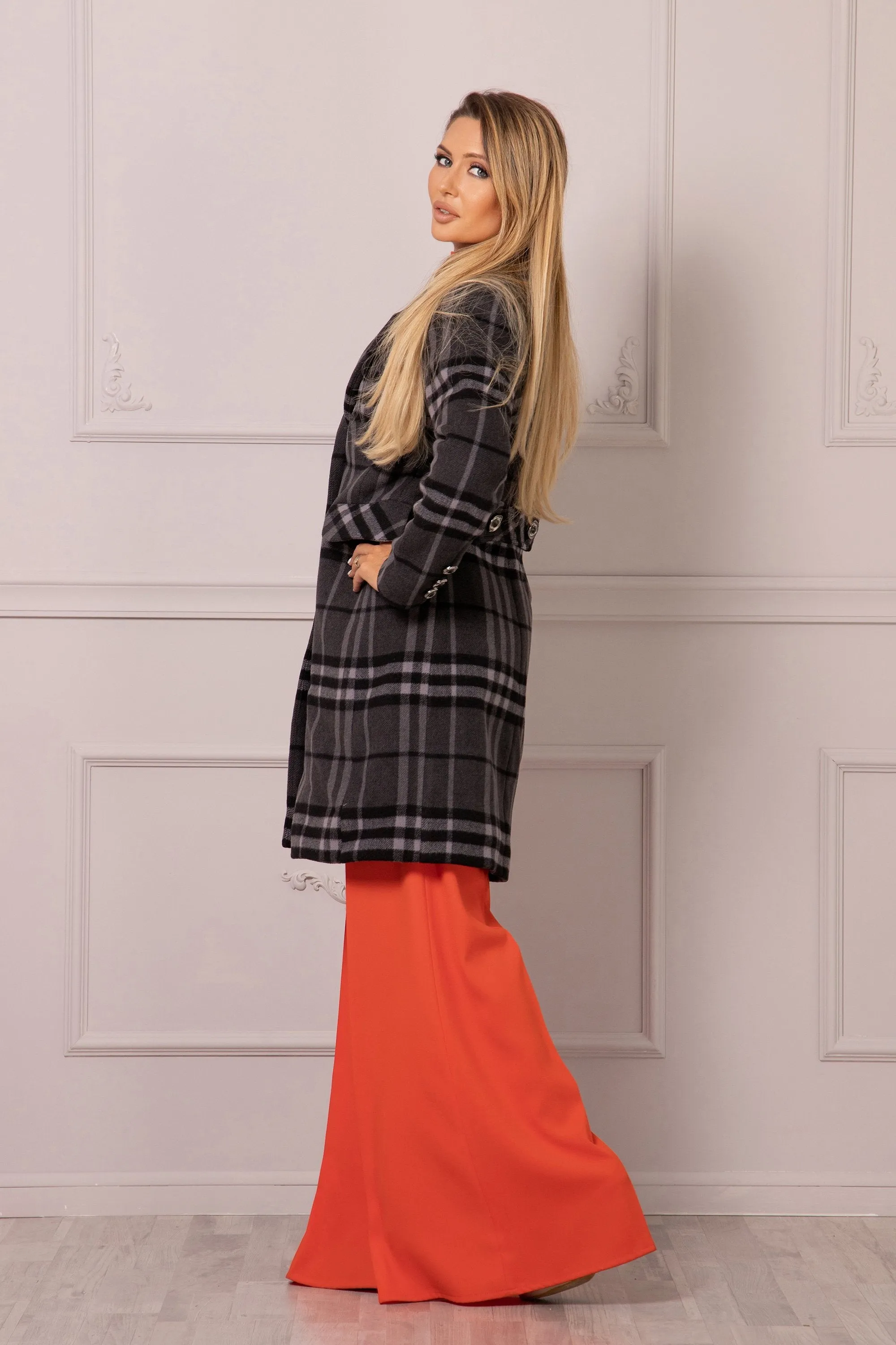 PLAID WOOL COAT