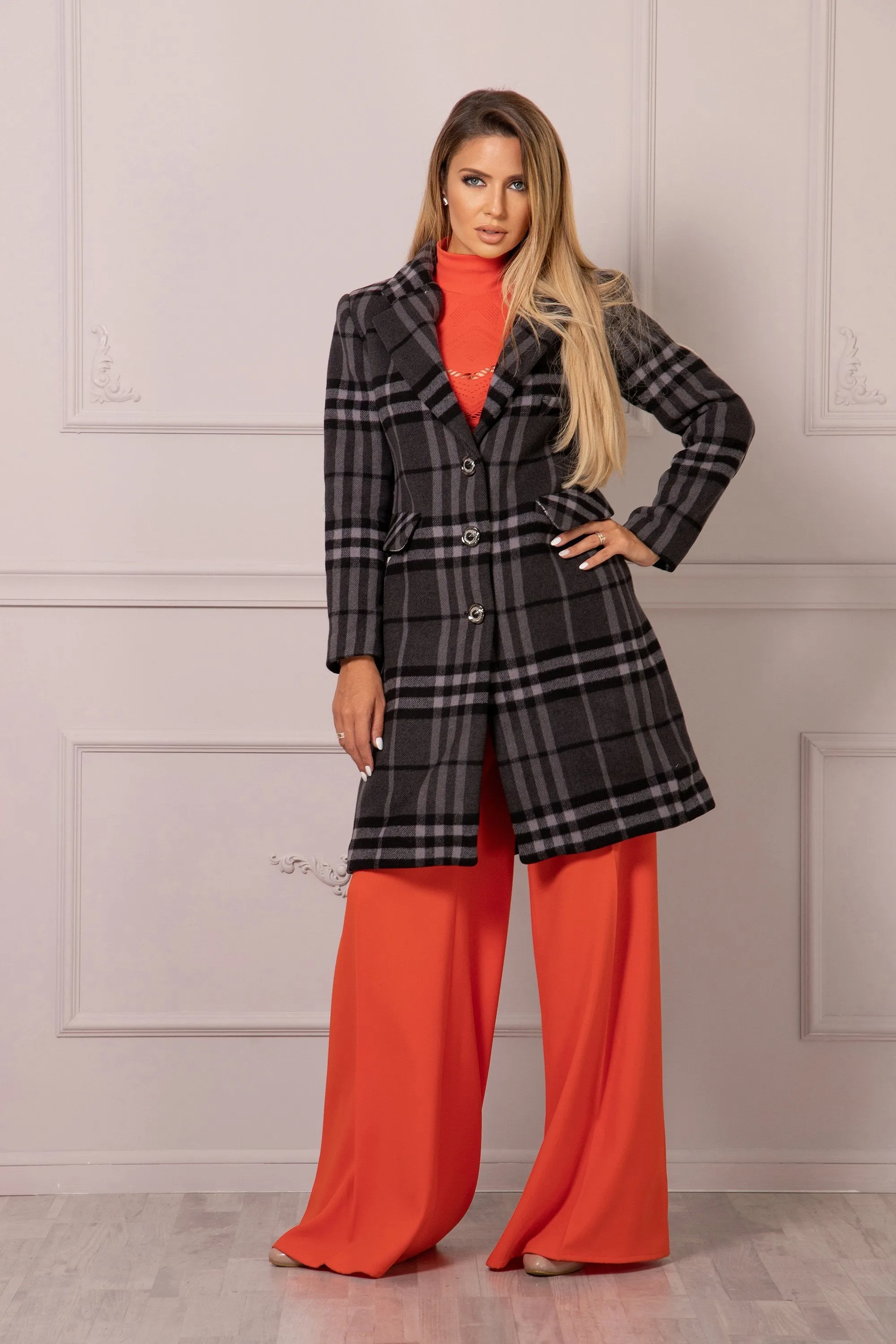 PLAID WOOL COAT