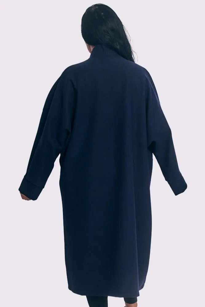 Plain Soft Feel Pockets Longline Jacket
