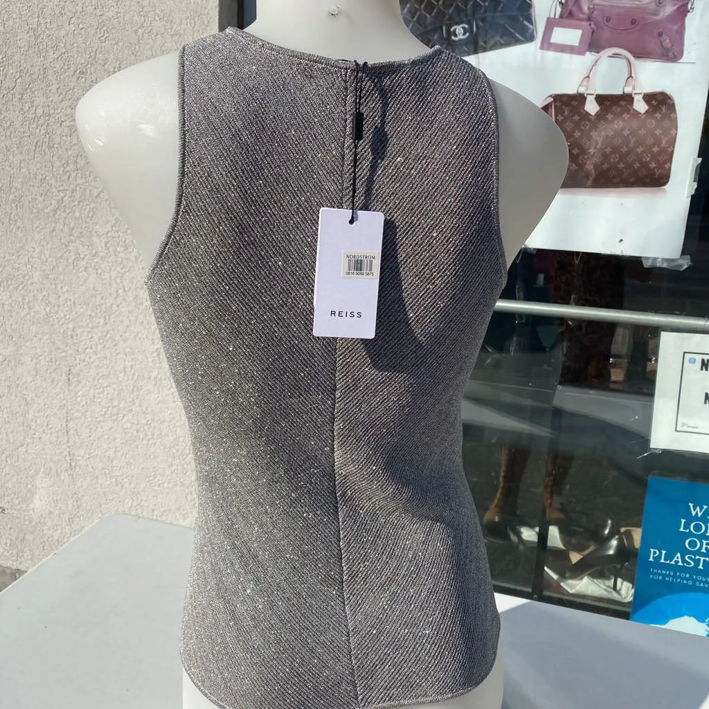 Reiss metallic knit top NWT M