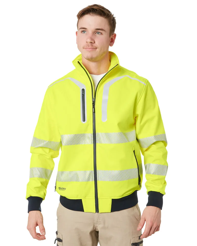 Taped Hi Vis Soft Shell Bomber Jacket - Yellow