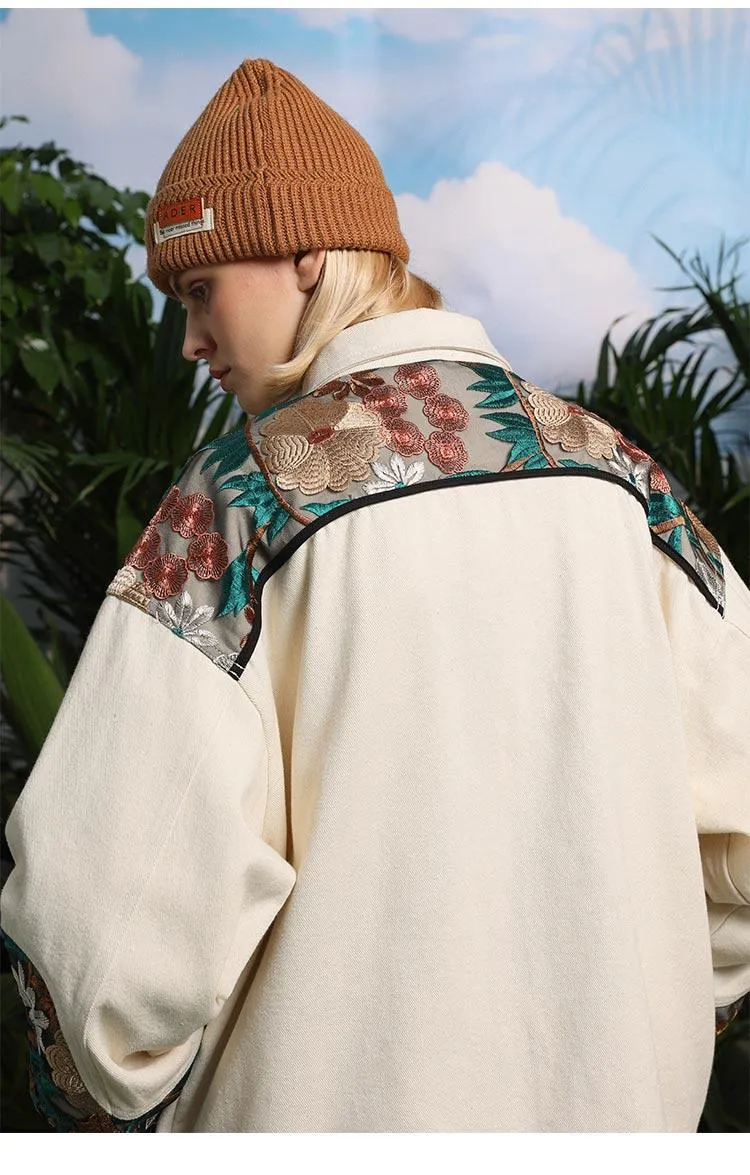 WLS Embroidered Floral Patchwork Jacket