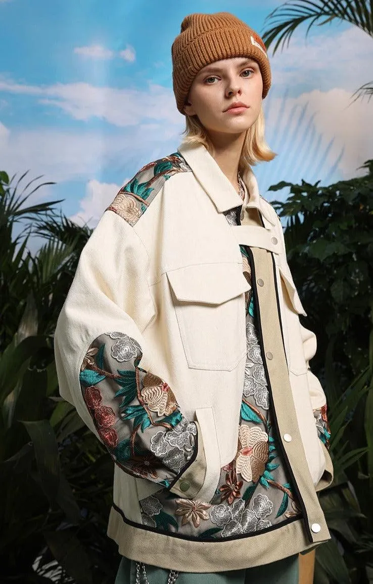 WLS Embroidered Floral Patchwork Jacket