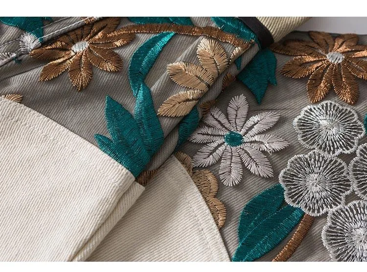 WLS Embroidered Floral Patchwork Jacket