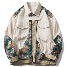 WLS Embroidered Floral Patchwork Jacket