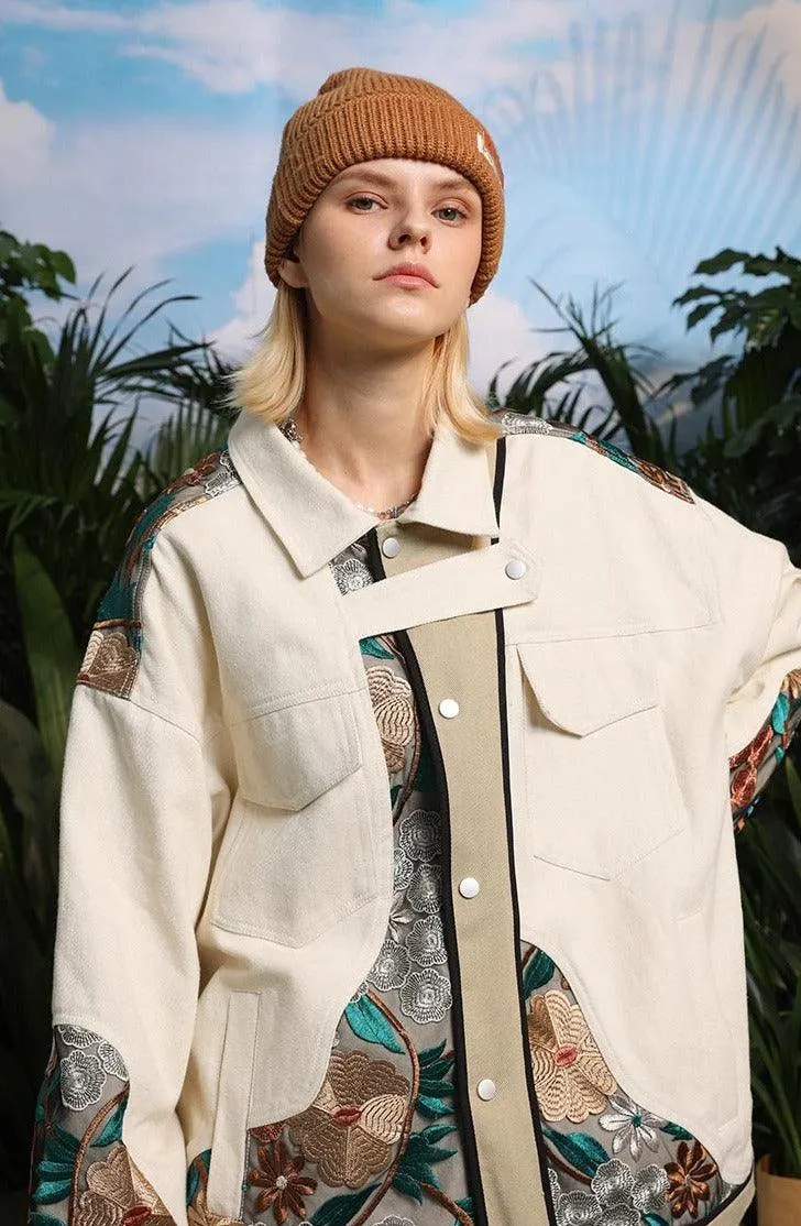 WLS Embroidered Floral Patchwork Jacket